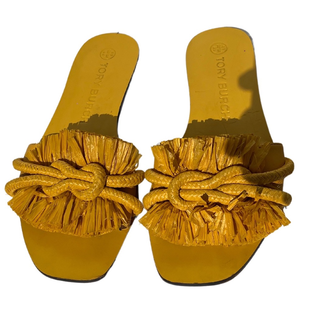 TORY BURCH YELLOW ROPE FLAT SLIDE